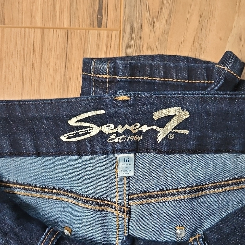 Seven7 Women’s Dark Blue Tummyless High rise Skinny Denim Jeans 16 - Picture 2 of 10